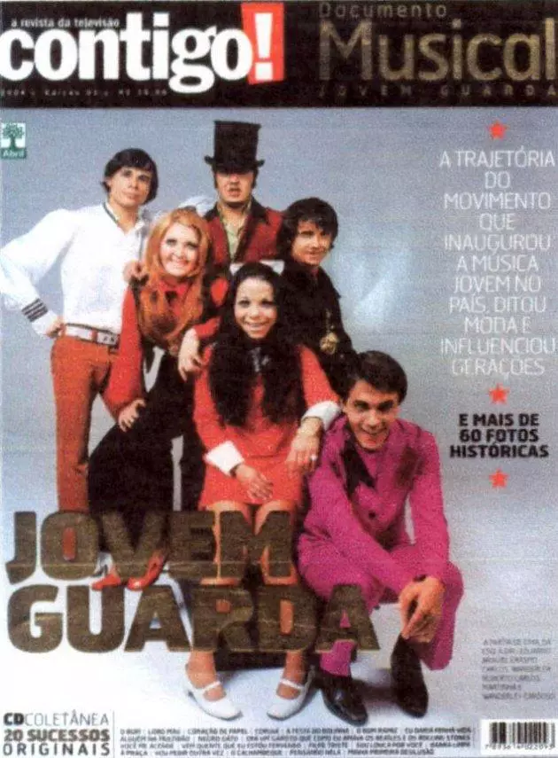 Revista Contigo. Documento Musical - Jovem Guarda 2004. A Trajetória do Movimento Que Inaugurou A Música Jovem No País, Ditou Modas E Influenciou Gerações. A partir de Cima da Esquerda para Direita: Eduardo Araújo, Erasmo Carlos, Wanderléia, Roberto Carlos, Martinha e Wanderley Cardoso.